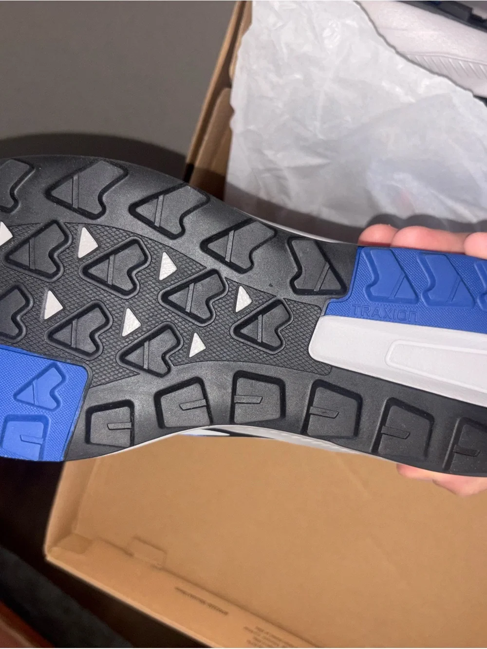 adidas Blue/White Trail Sneakers with Orange Accents